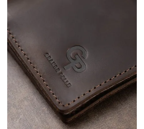 Шкіряне чоловіче матове портмоне GRANDE PELLE 11515 Коричневий