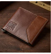 Чоловічий місткий затиск для грошей GRANDE PELLE 11522 Коричневий