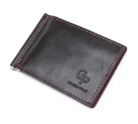 Шкіряний стильний затиск для грошей унісекс GRANDE PELLE 11541 Чорний