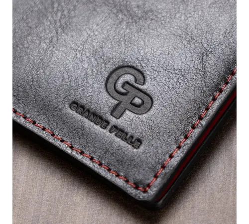Шкіряний стильний затиск для грошей унісекс GRANDE PELLE 11541 Чорний