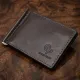 Шкіряний чоловічий затиск для грошей з монетницею GRANDE PELLE 11547 Коричневий