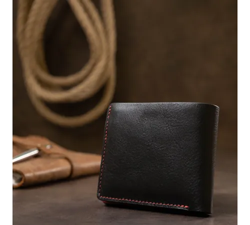 Шкіряне стильне портмоне GRANDE PELLE 11551 Чорний