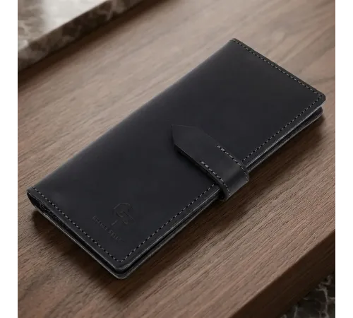 Стильне матове чоловіче портмоне GRANDE PELLE 11560 Чорний