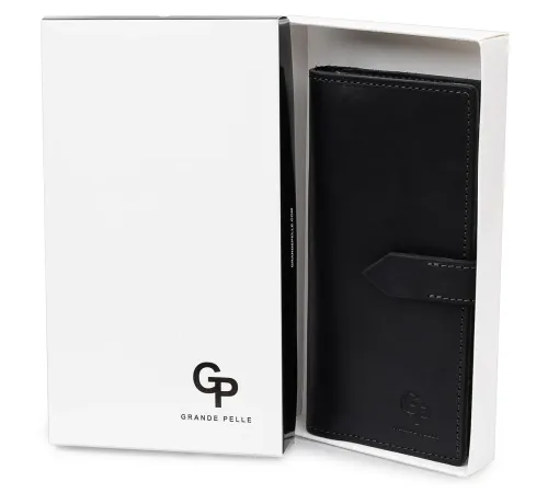 Стильне матове чоловіче портмоне GRANDE PELLE 11560 Чорний