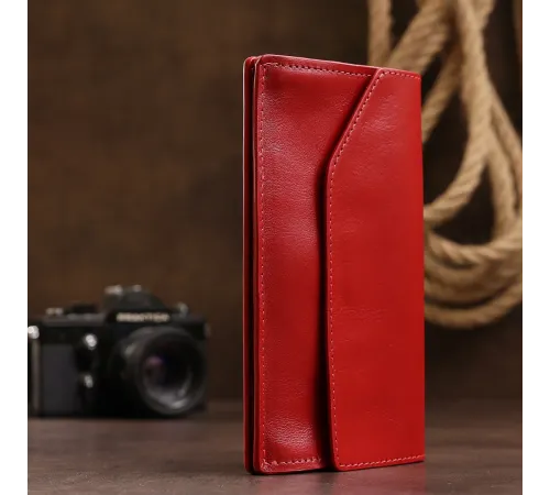 Шкіряне містке жіноче портмоне GRANDE PELLE 11550 Червоний