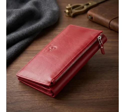 Шкіряне містке жіноче портмоне GRANDE PELLE 11550 Червоний