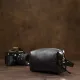 Шкіряна глянсова чоловіча косметичка GRANDE PELLE 11413 Чорний