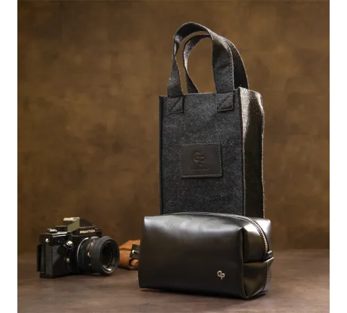 Шкіряна чоловіча косметичка GRANDE PELLE 11415 Чорний