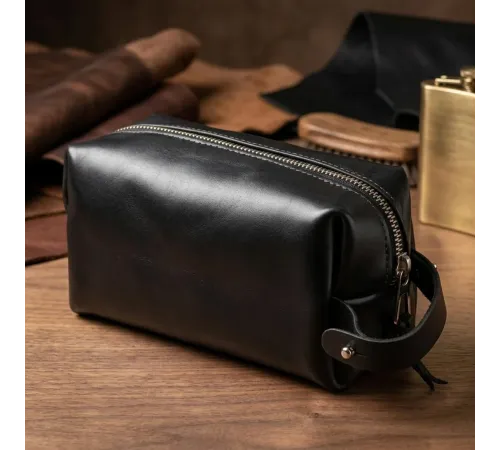 Шкіряна чоловіча косметичка GRANDE PELLE 11415 Чорний