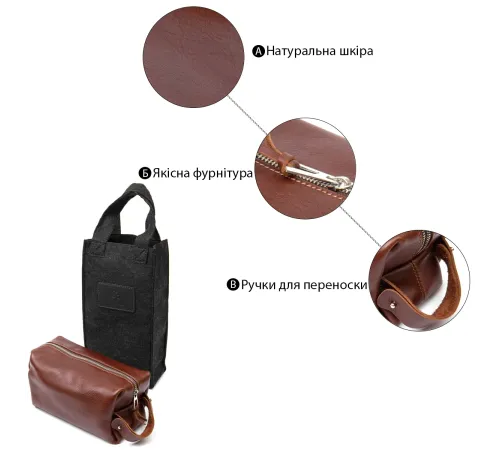 Шкіряна чоловіча косметичка GRANDE PELLE 11418 Коричневий