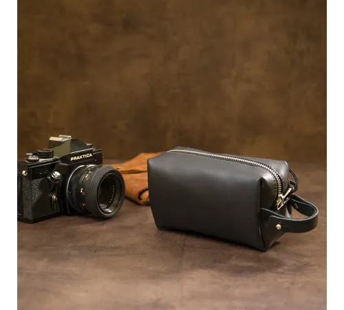 Шкіряна косметичка для чоловіків GRANDE PELLE 11507 Чорний