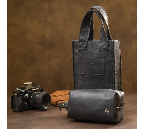 Шкіряна косметичка для чоловіків GRANDE PELLE 11507 Чорний