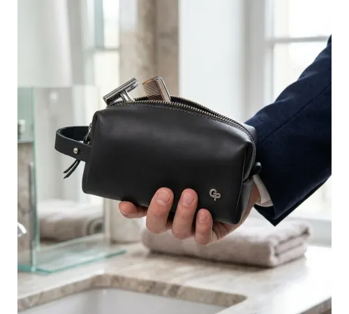 Шкіряна косметичка для чоловіків GRANDE PELLE 11507 Чорний