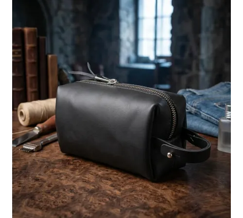Шкіряна косметичка для чоловіків GRANDE PELLE 11507 Чорний