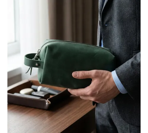 Шкіряна косметичка унісекс GRANDE PELLE 11572 Зелений