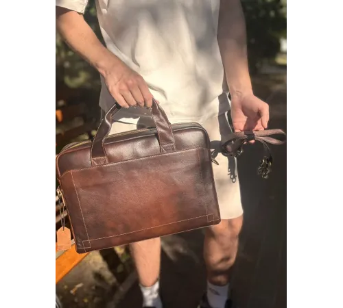 Сумка шкіряна для ноутбука Vintage 20470 Коричневий