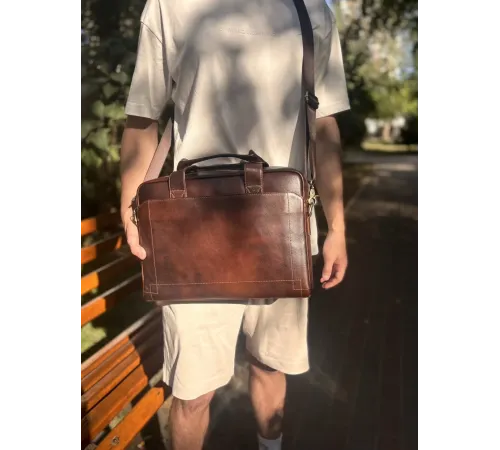 Сумка шкіряна для ноутбука Vintage 20470 Коричневий