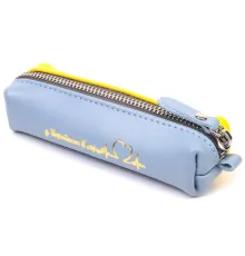 Містка шкіряна ключниця комбі двох кольорів Серце GRANDE PELLE 16716 Жовто-блакитна