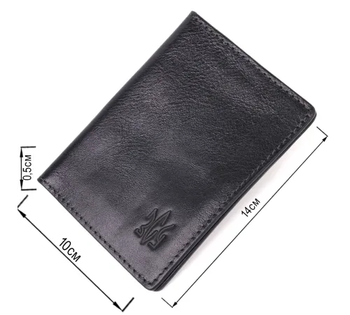 Обкладинка з глянсової шкіри на військовий квиток Тризуб ЗСУ GRANDE PELLE 16746 Чорна