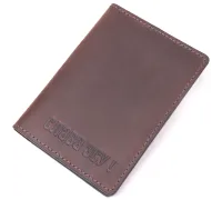 Добротна обкладинка на військовий квиток із вінтажної шкіри Слава ЗСУ GRANDE PELLE 16751 Коричнева