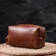 Косметичка невеликого розміру з гладкої шкіри на блискавці Серце GRANDE PELLE 16762 Світло-коричнева