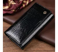 Лаковий жіночий гаманець з візитницею ST Leather 19403 Чорний