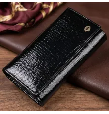 Лаковий жіночий гаманець з візитницею ST Leather 19403 Чорний