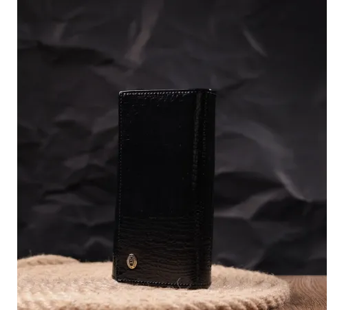 Лаковий жіночий гаманець з візитницею ST Leather 19403 Чорний