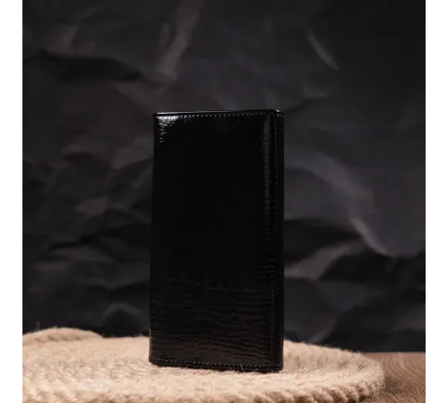 Лаковий жіночий гаманець з візитницею ST Leather 19403 Чорний