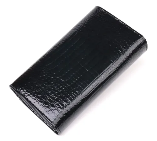 Лаковий жіночий гаманець з візитницею ST Leather 19403 Чорний