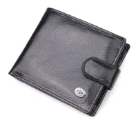Чоловічий гаманець з натуральної гладкої шкіри у два додавання ST Leather 19409 Чорний