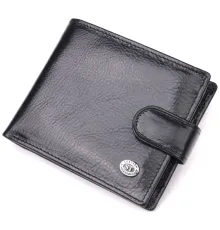 Чоловічий гаманець з натуральної гладкої шкіри у два додавання ST Leather 19409 Чорний