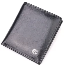 Компактний гаманець для грошей із натуральної гладкої шкіри ST Leather 19418 Чорний