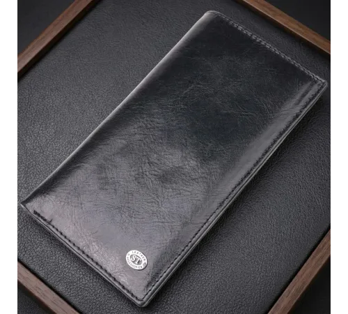 Вертикальний гаманець для чоловіків із натуральної шкіри ST Leather 19420 Чорний