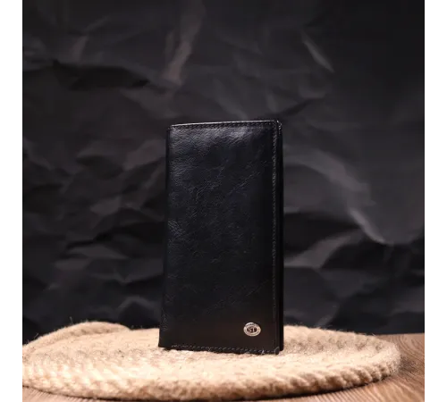 Вертикальний гаманець для чоловіків із натуральної шкіри ST Leather 19420 Чорний