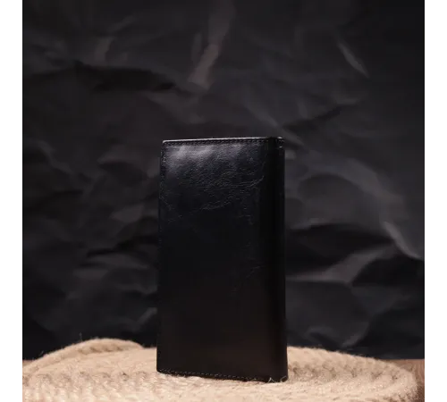 Вертикальний гаманець для чоловіків із натуральної шкіри ST Leather 19420 Чорний