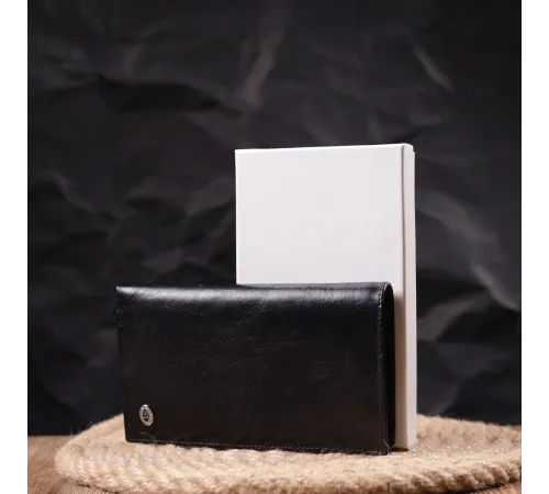 Вертикальний гаманець для чоловіків із натуральної шкіри ST Leather 19420 Чорний