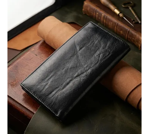 Вертикальний гаманець для чоловіків із натуральної шкіри ST Leather 19420 Чорний