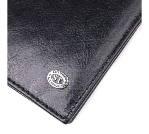Вертикальний гаманець для чоловіків із натуральної шкіри ST Leather 19420 Чорний
