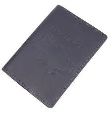 Стильна обкладинка на паспорт у вінтажній шкірі Карта GRANDE PELLE 16770 Чорна
