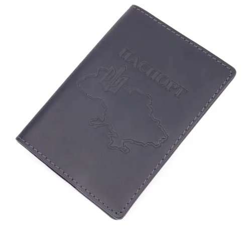 Стильна обкладинка на паспорт у вінтажній шкірі Карта GRANDE PELLE 16770 Чорна