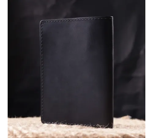 Стильна обкладинка на паспорт у вінтажній шкірі Карта GRANDE PELLE 16770 Чорна