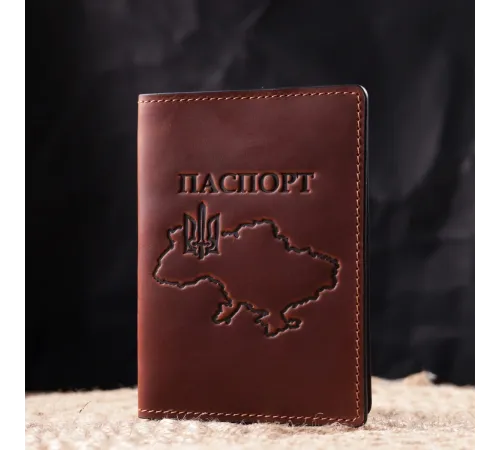 Обкладинка на паспорт у вінтажній шкірі Карта GRANDE PELLE 16772 Світло-коричнева