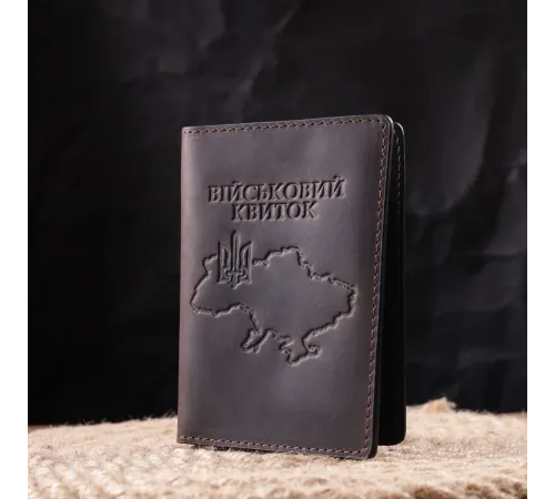 Надійна обкладинка на військовий квиток у вінтажній шкірі Карта GRANDE PELLE 16781 Коричнева