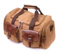 Зручна дорожня сумка із щільного текстилю 21239 Vintage Коричнева