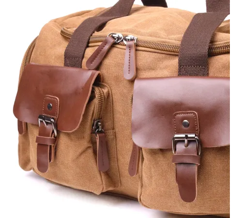Зручна дорожня сумка із щільного текстилю 21239 Vintage Коричнева
