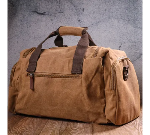 Зручна дорожня сумка із щільного текстилю 21239 Vintage Коричнева