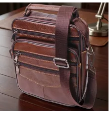 Стильна чоловіча сумка з натуральної шкіри 21275 Vintage Коричнева