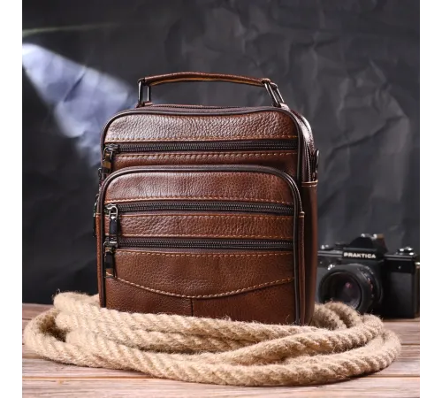 Стильна чоловіча сумка з натуральної шкіри 21275 Vintage Коричнева