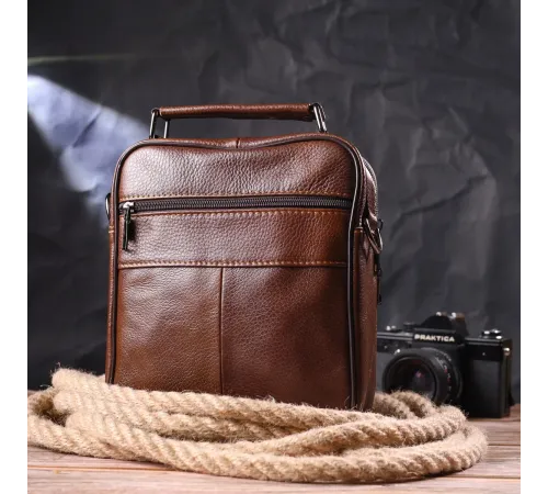 Стильна чоловіча сумка з натуральної шкіри 21275 Vintage Коричнева